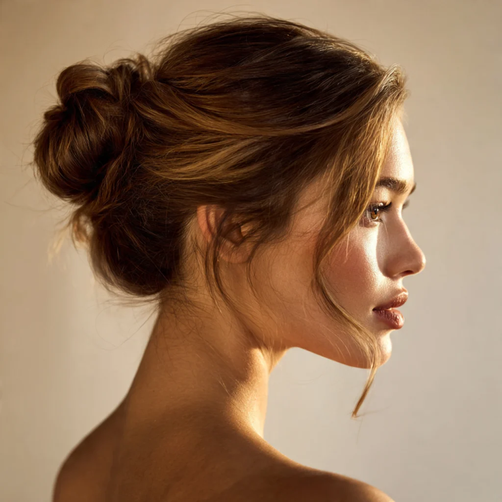 Side Swept Twisted Bun Long Hair Updo