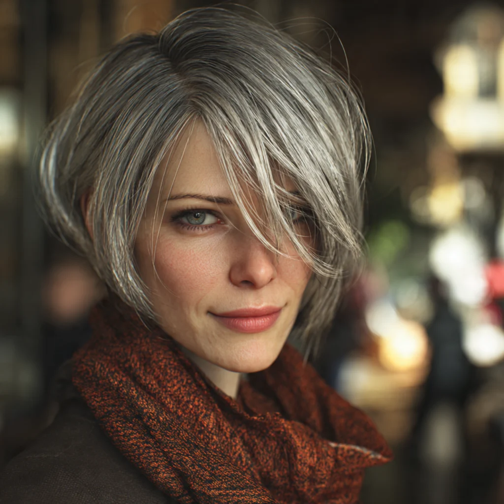 Side-swept layered bob