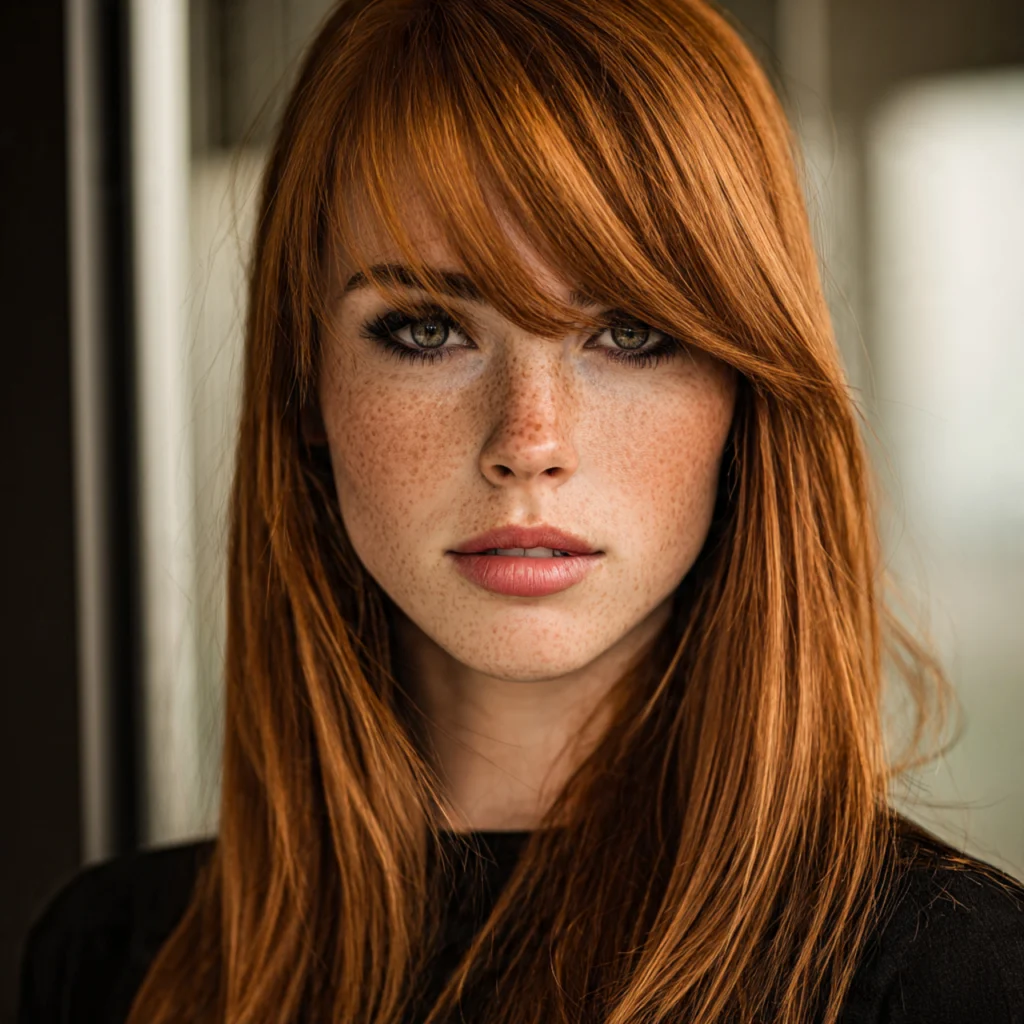 Sleek Straight Ginger Wolf Cut