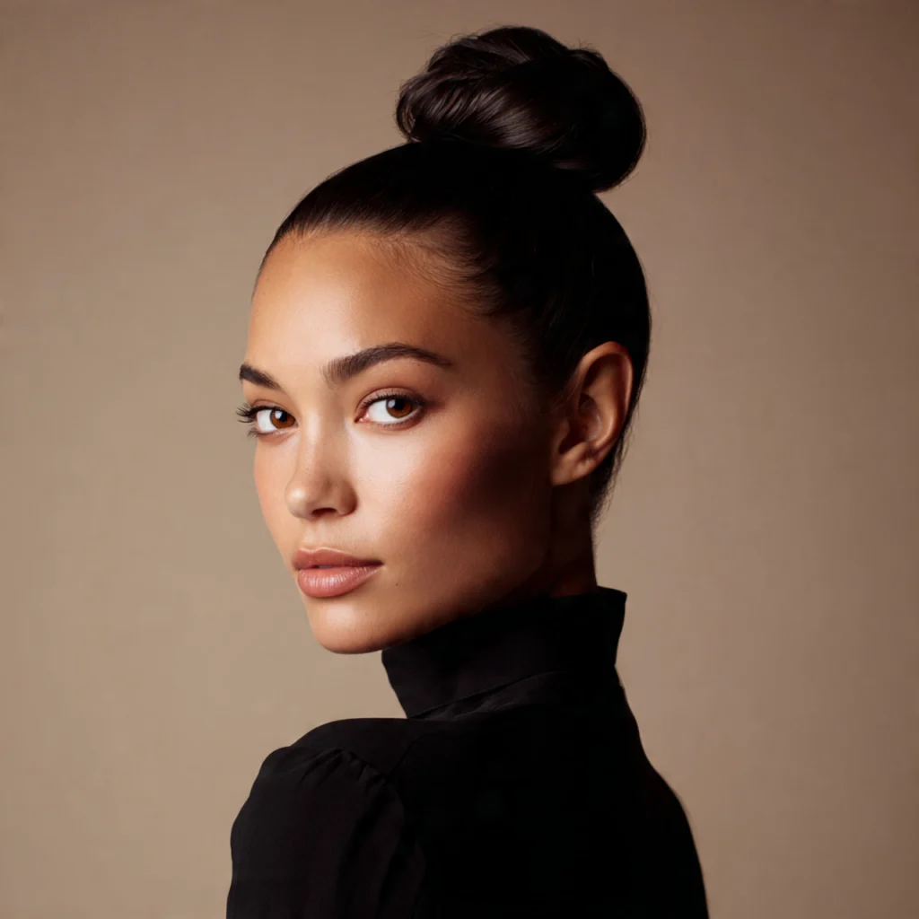 Sleek Top Knot Long Hair Updo