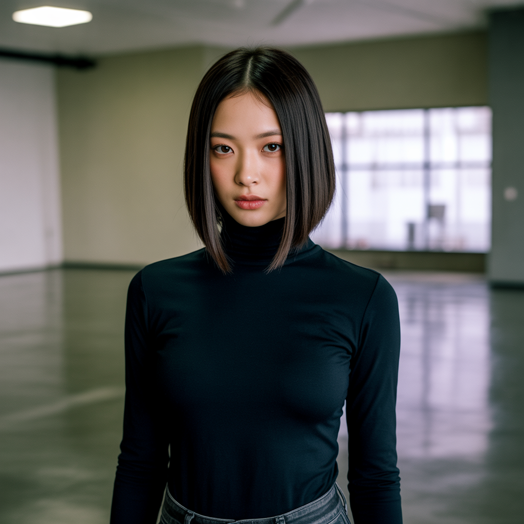 Sleek black wolf cut