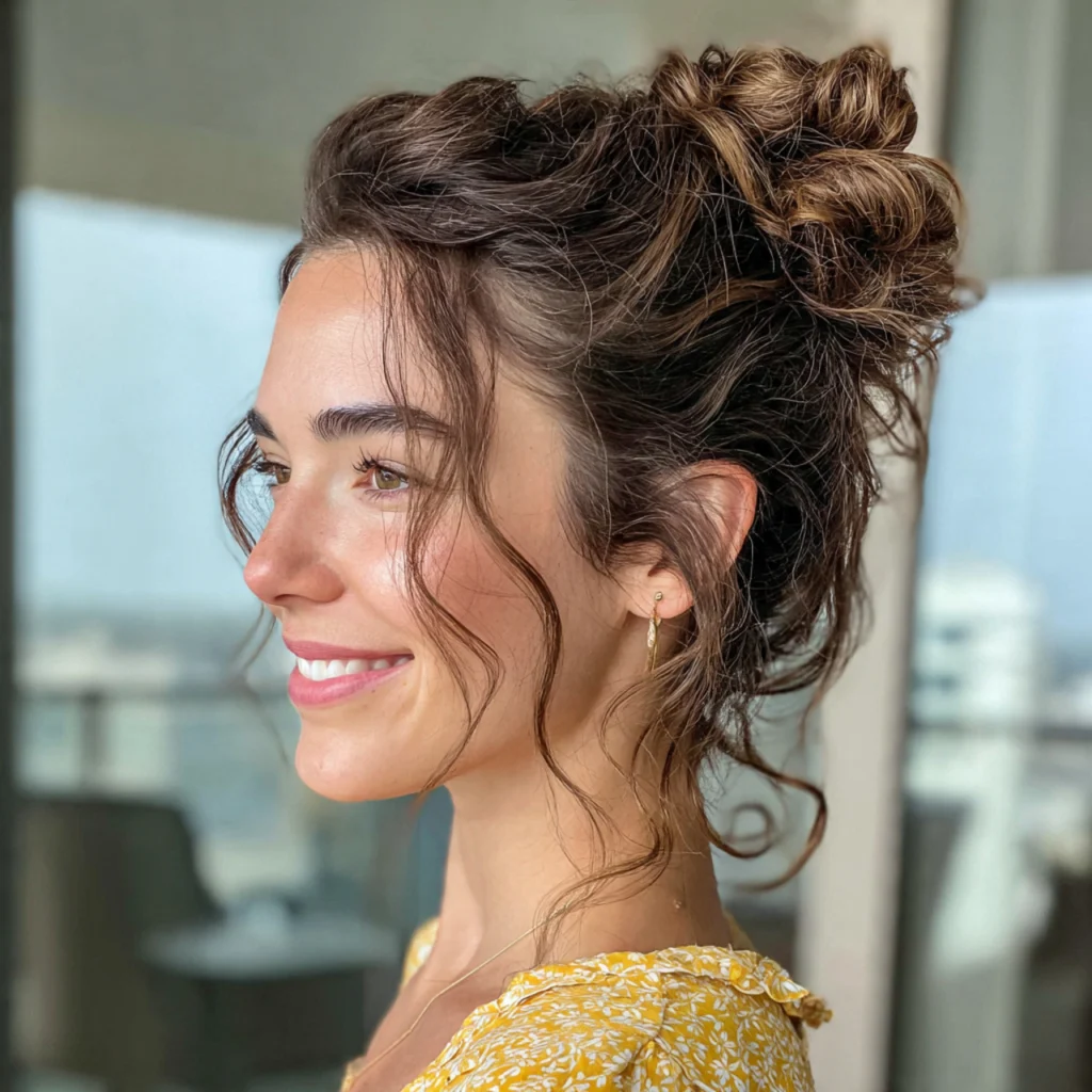 Wavy Hair with Center Bun