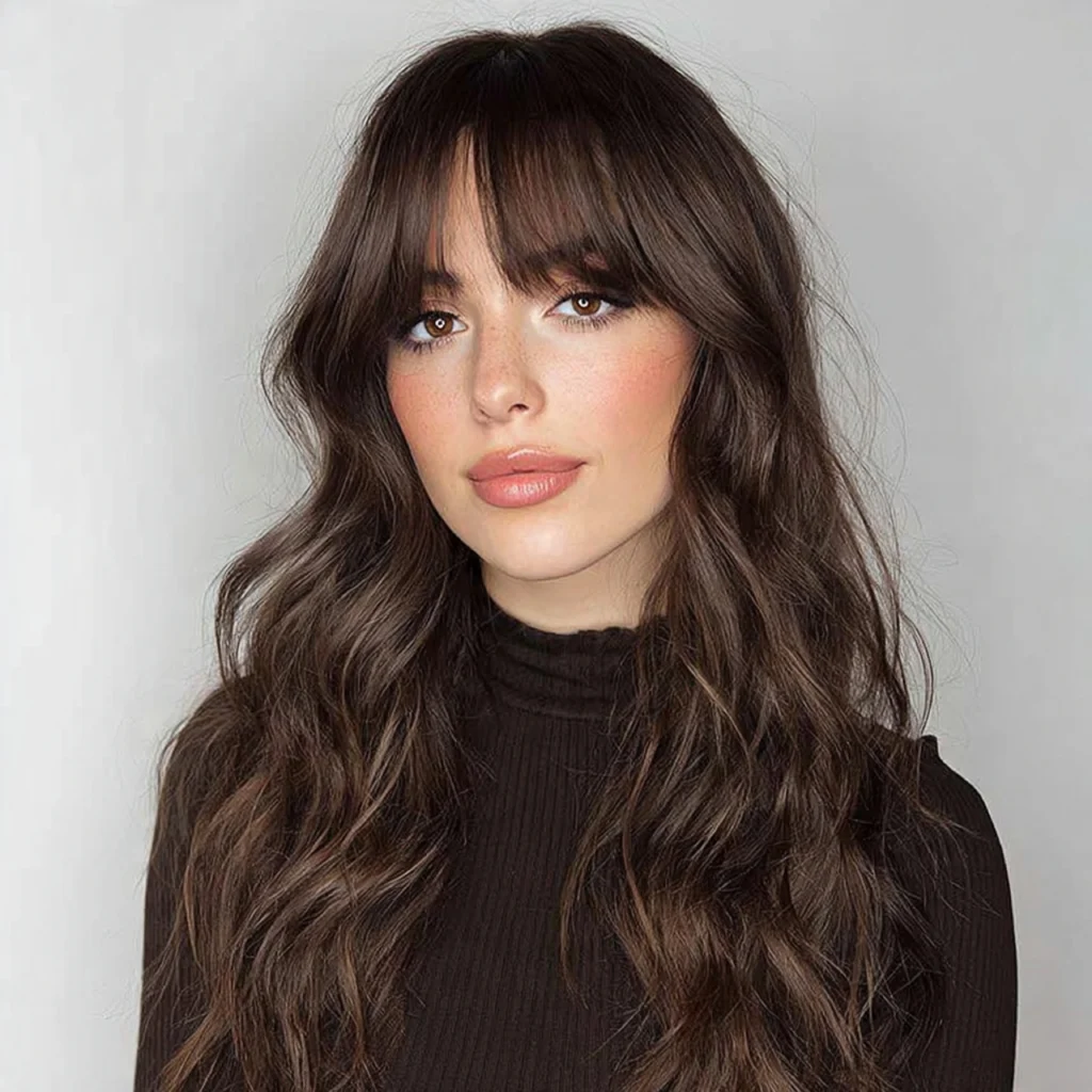 Wavy Hair with Curtain Bangs