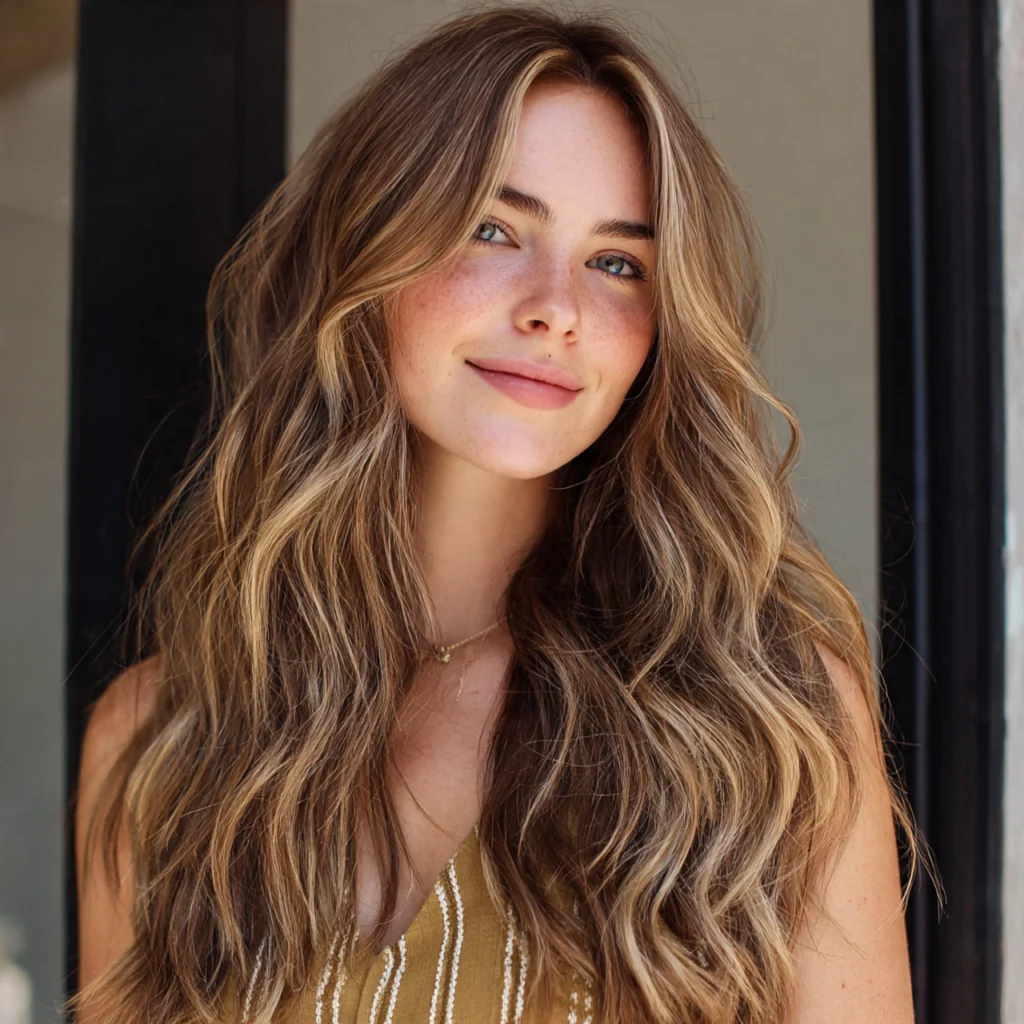 Wavy Hair with Layers and Highlights