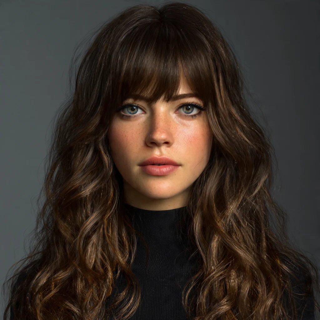 Wavy Hair with Side Bangs