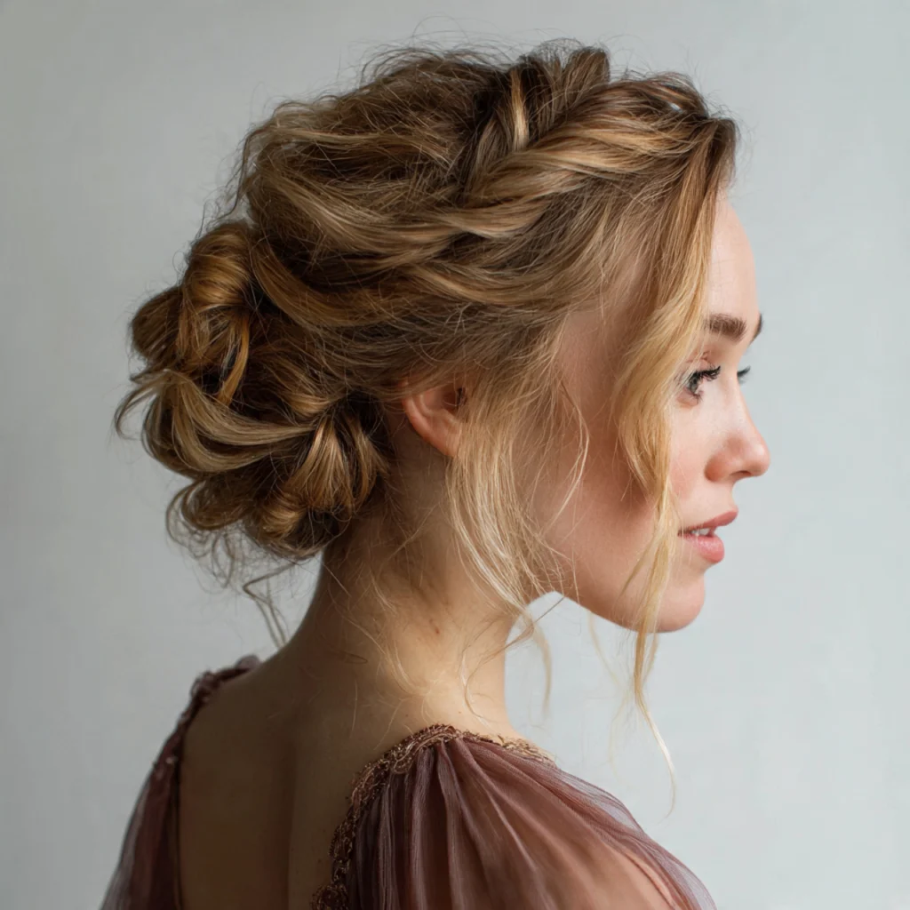 Wavy Updo with Loose Strands