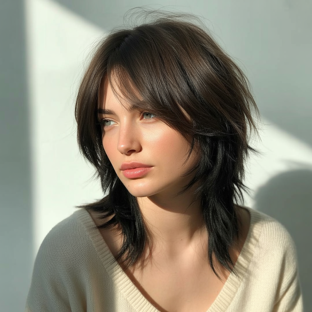 Wolf Cut With Long Bangs