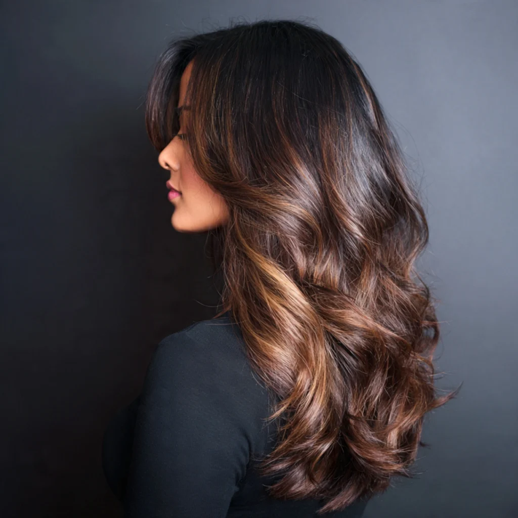 Bronze Balayage on Deep Brunette Hair