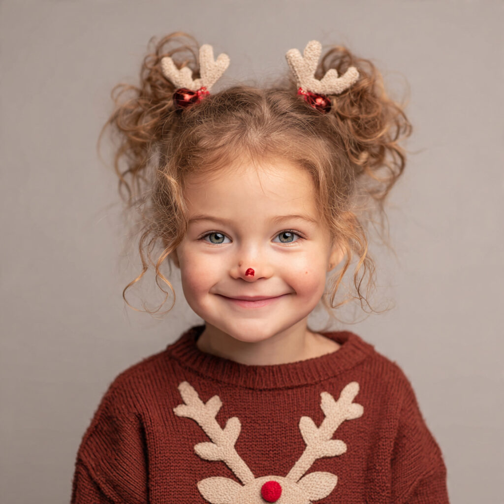 28 Best Christmas Hairstyles for Kids Ideas 10 Reindeer Bun Hairstyle Idea