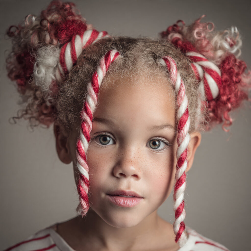 28 Best Christmas Hairstyles for Kids Ideas 3 Candy Cane Twist Hairstyle Idea