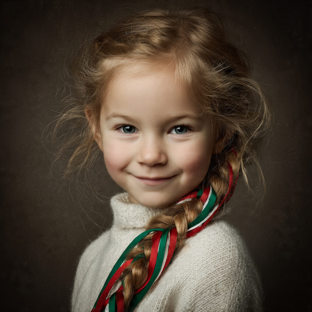 28 Best Christmas Hairstyles for Kids Ideas 1 Holiday Ribbon Braid Idea