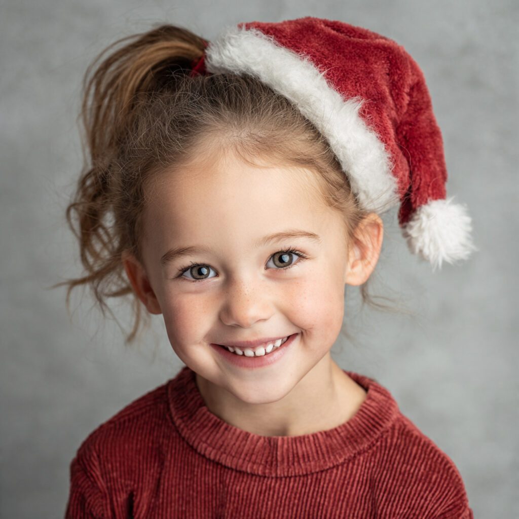 28 Best Christmas Hairstyles for Kids Ideas 11 Santa Hat Ponytail Idea