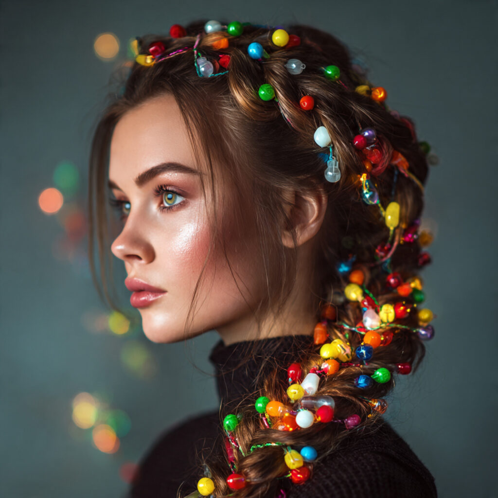 28 Best Christmas Hairstyles for Kids Ideas 9 Holiday Lights Braid Idea