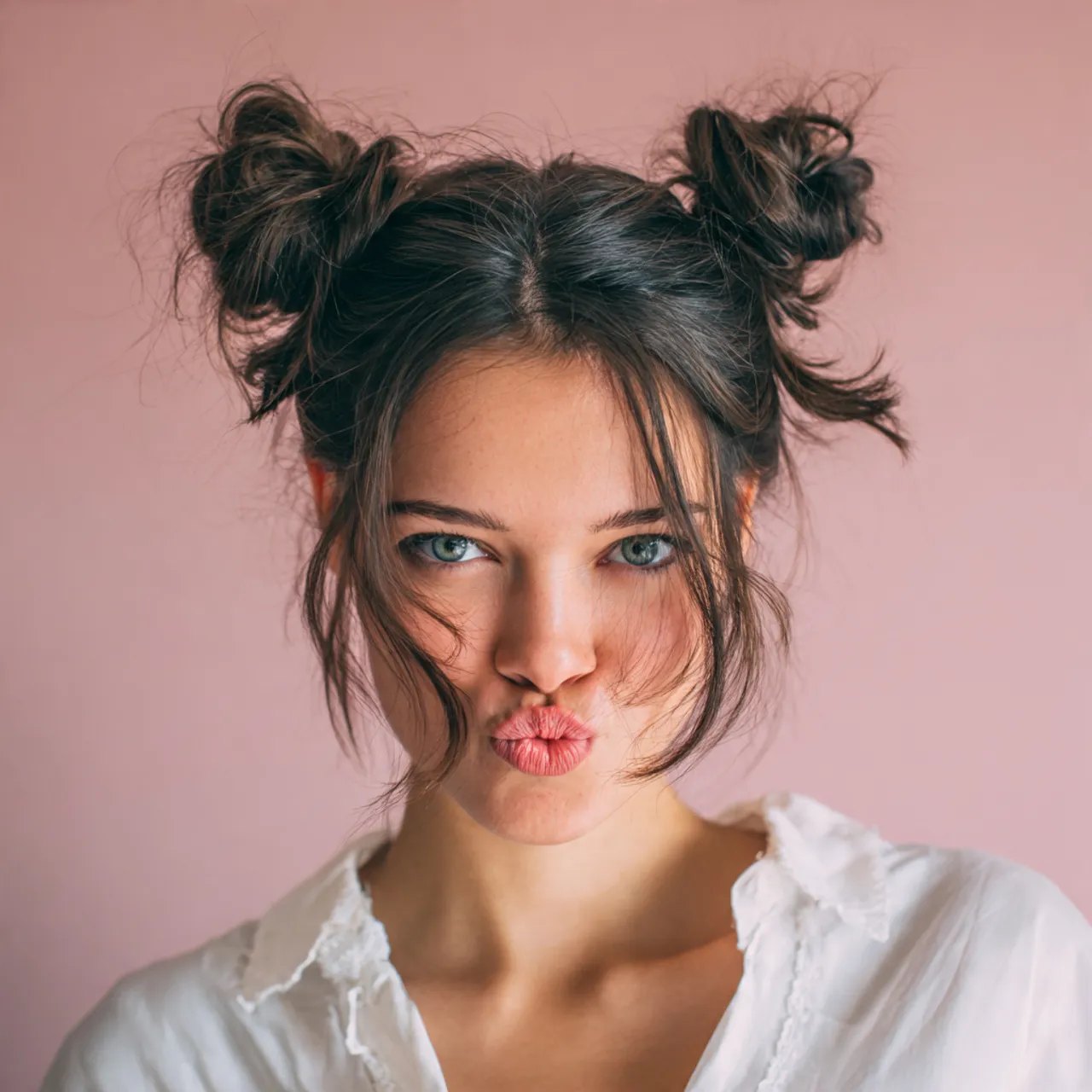 Double Buns Valentine Hairstyles Ideas