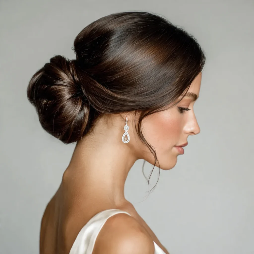 Elegant low bun Valentine ideas