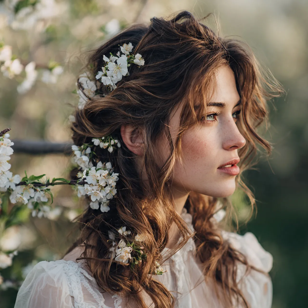 Medium Hair Floral Styling Ideas