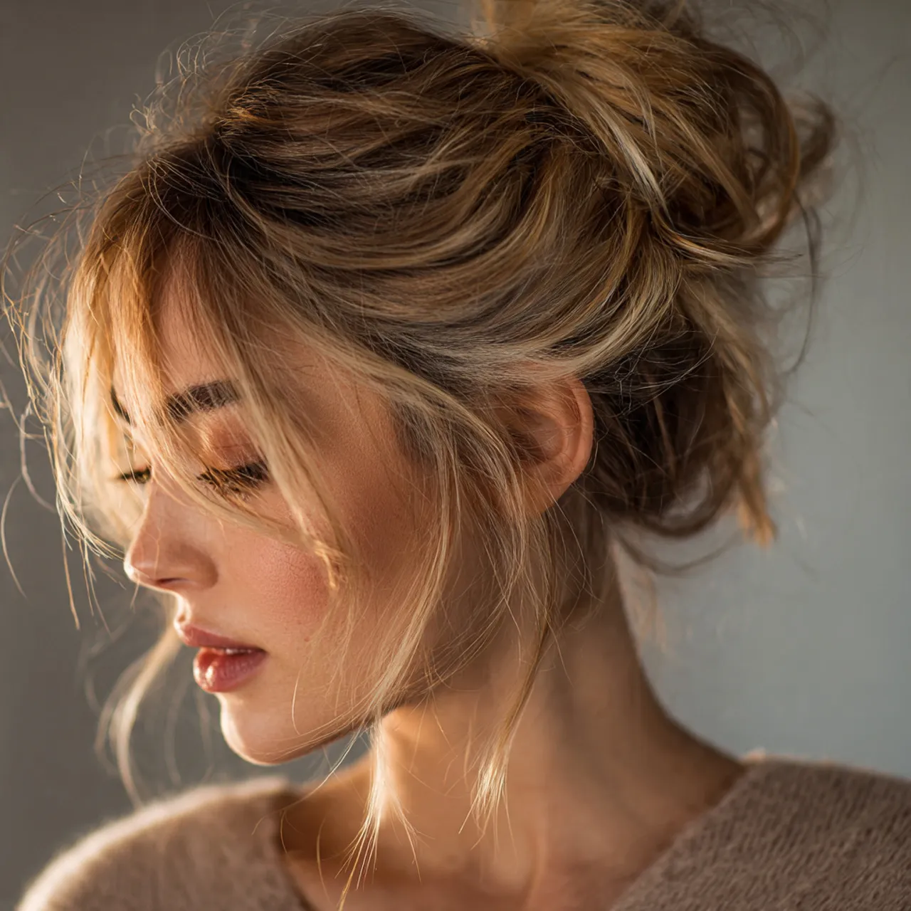 Messy Bun with Romantic Touch Idea
