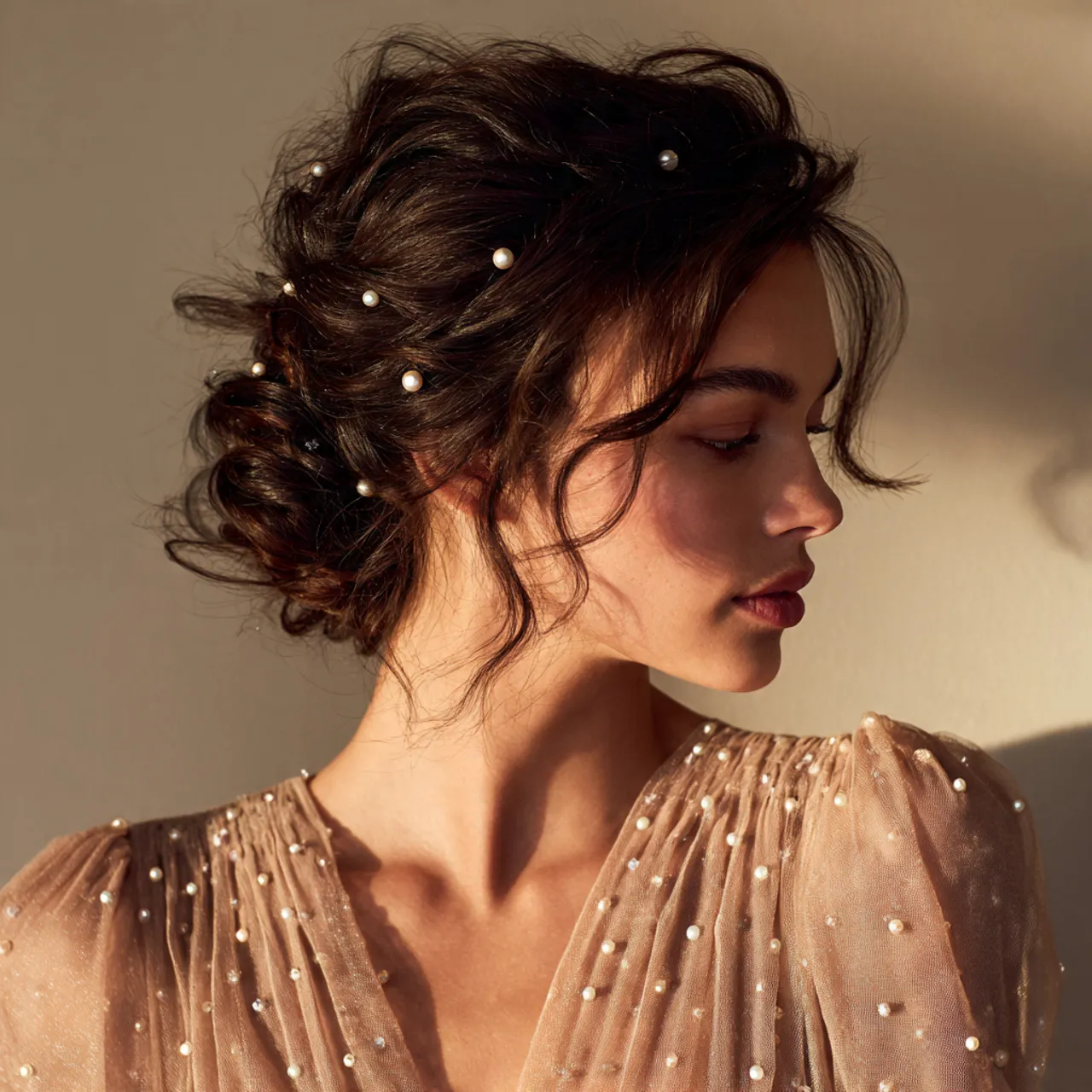 Pearl-Detail Valentine Hairstyle Idea