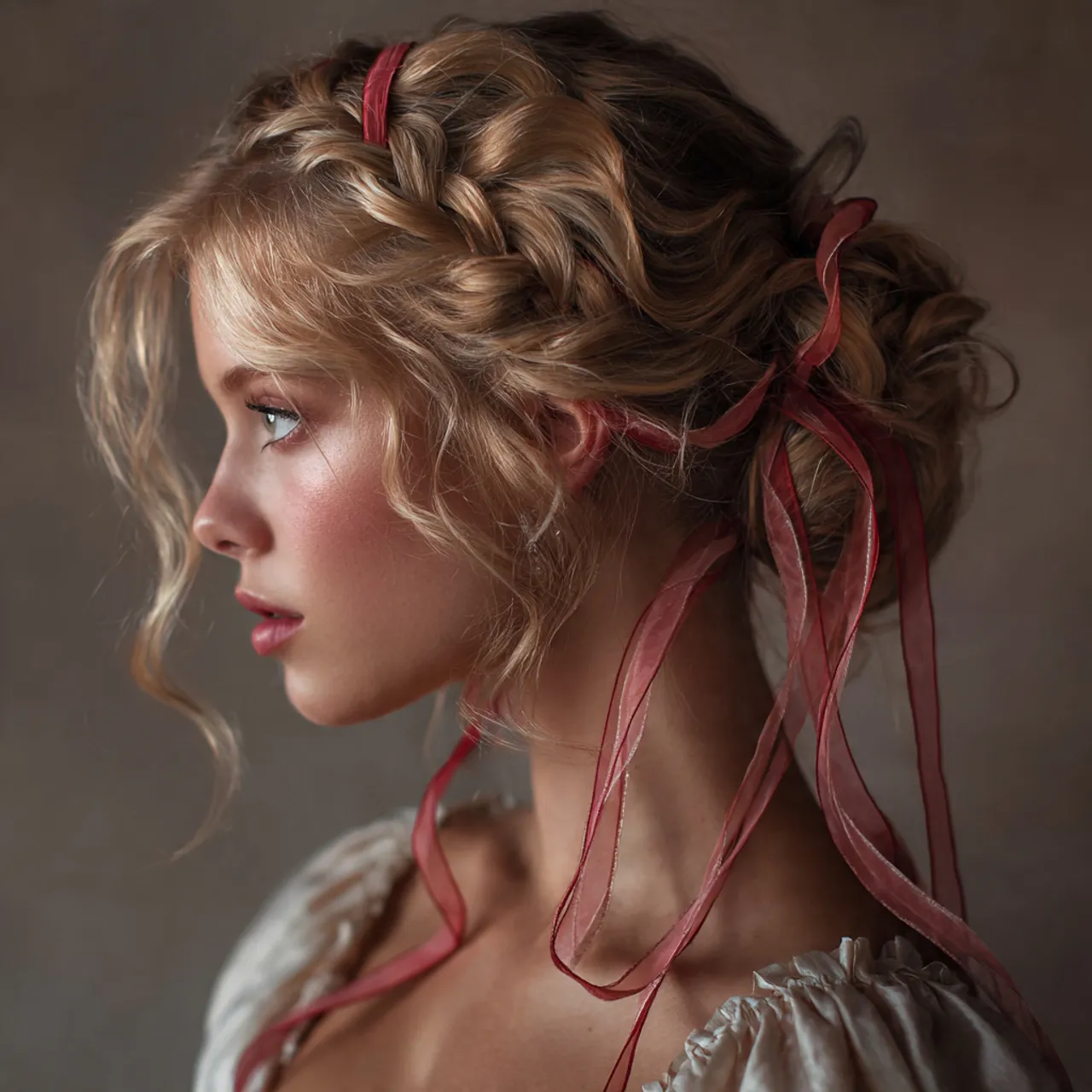 Ribbon-Accented Valentine Hairstyle Idea