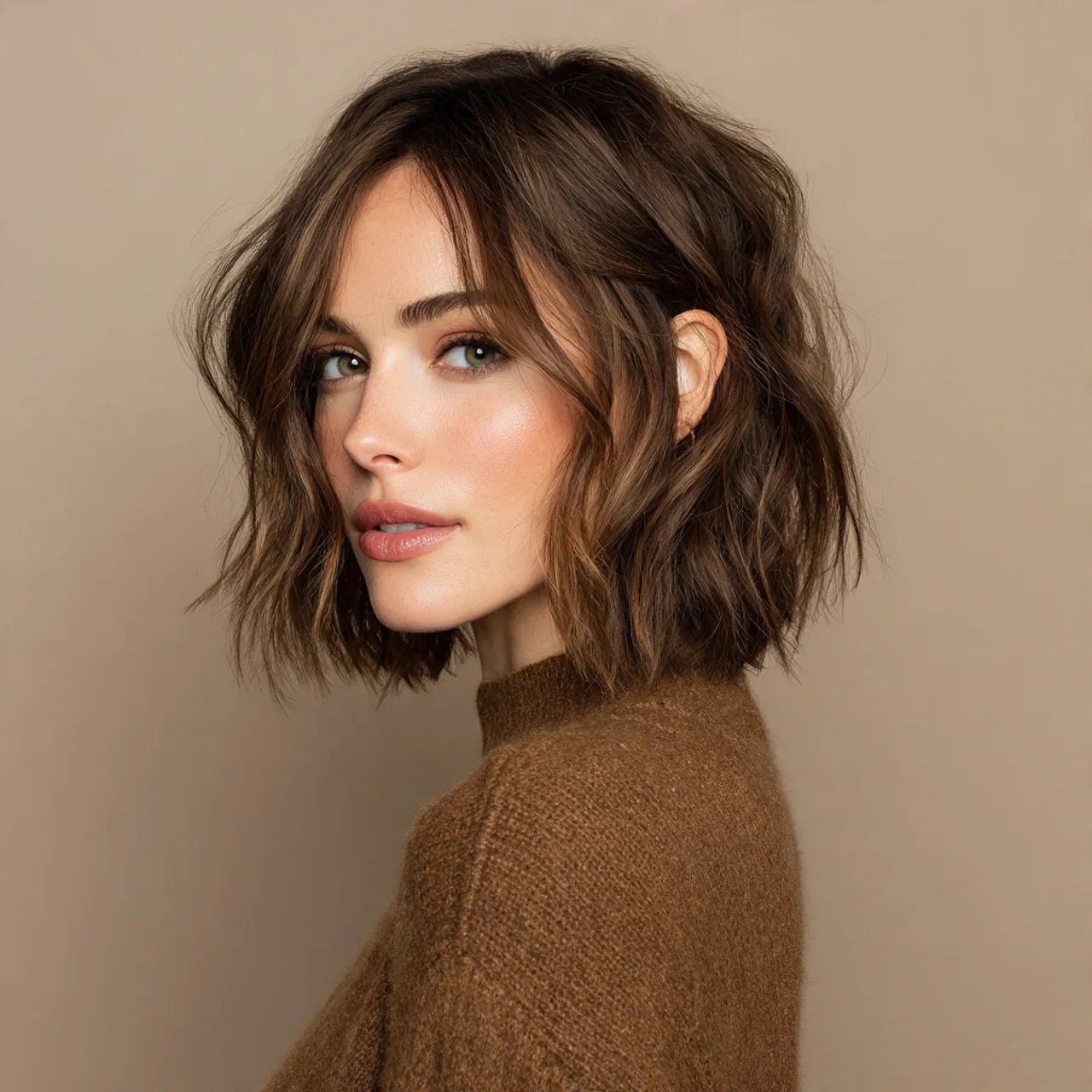Textured Lob Valentine Hairstyle Idea