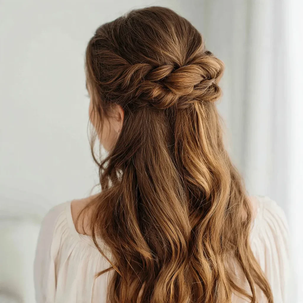 Twisted half up hairstyle ideas