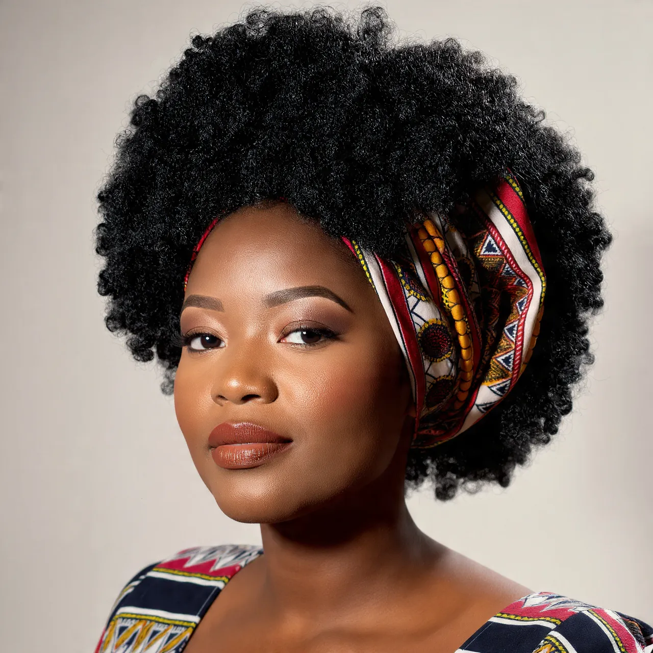 Afro with Headwrap Ideas