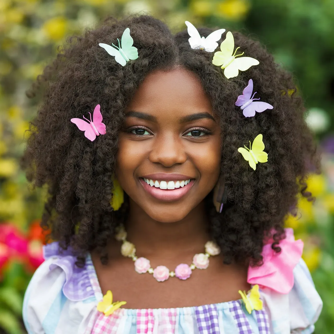25 Cute Hairstyles for Easter Ideas to Brighten Your Spring Celebration 12 Curly Hair with Butterfly Clips Ideas