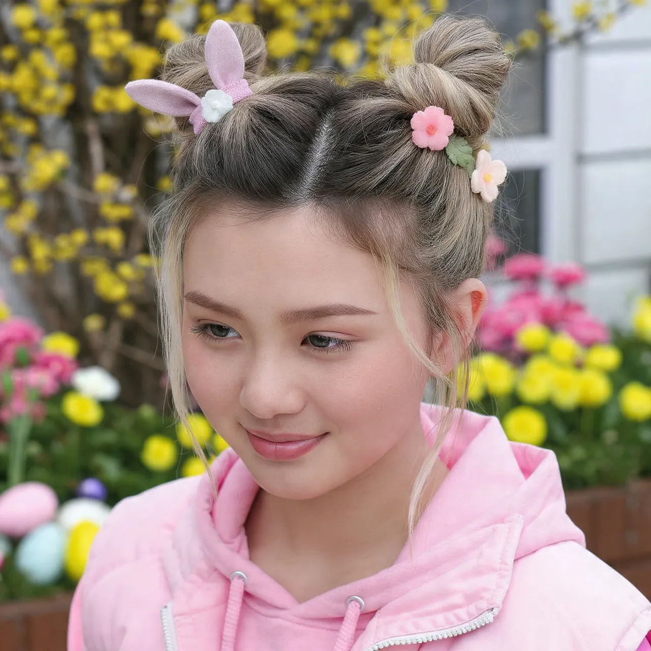 25 Cute Hairstyles for Easter Ideas to Brighten Your Spring Celebration 15 Double Space Bun Easter Ideas