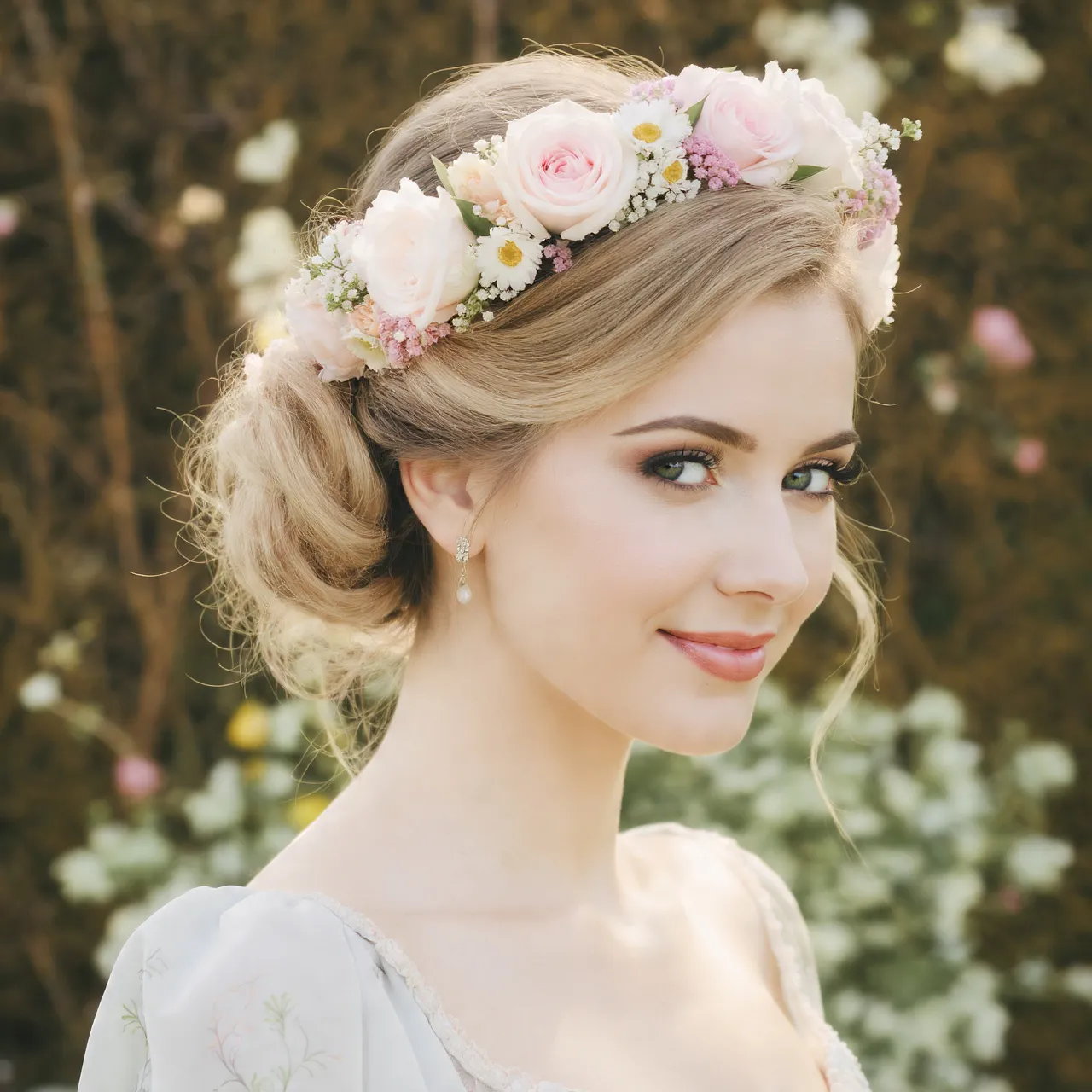 25 Cute Hairstyles for Easter Ideas to Brighten Your Spring Celebration 2 Floral Crown Updo Ideas