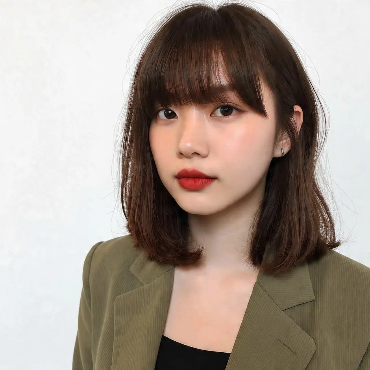 Medium Cut with Bottleneck Bangs Ideas