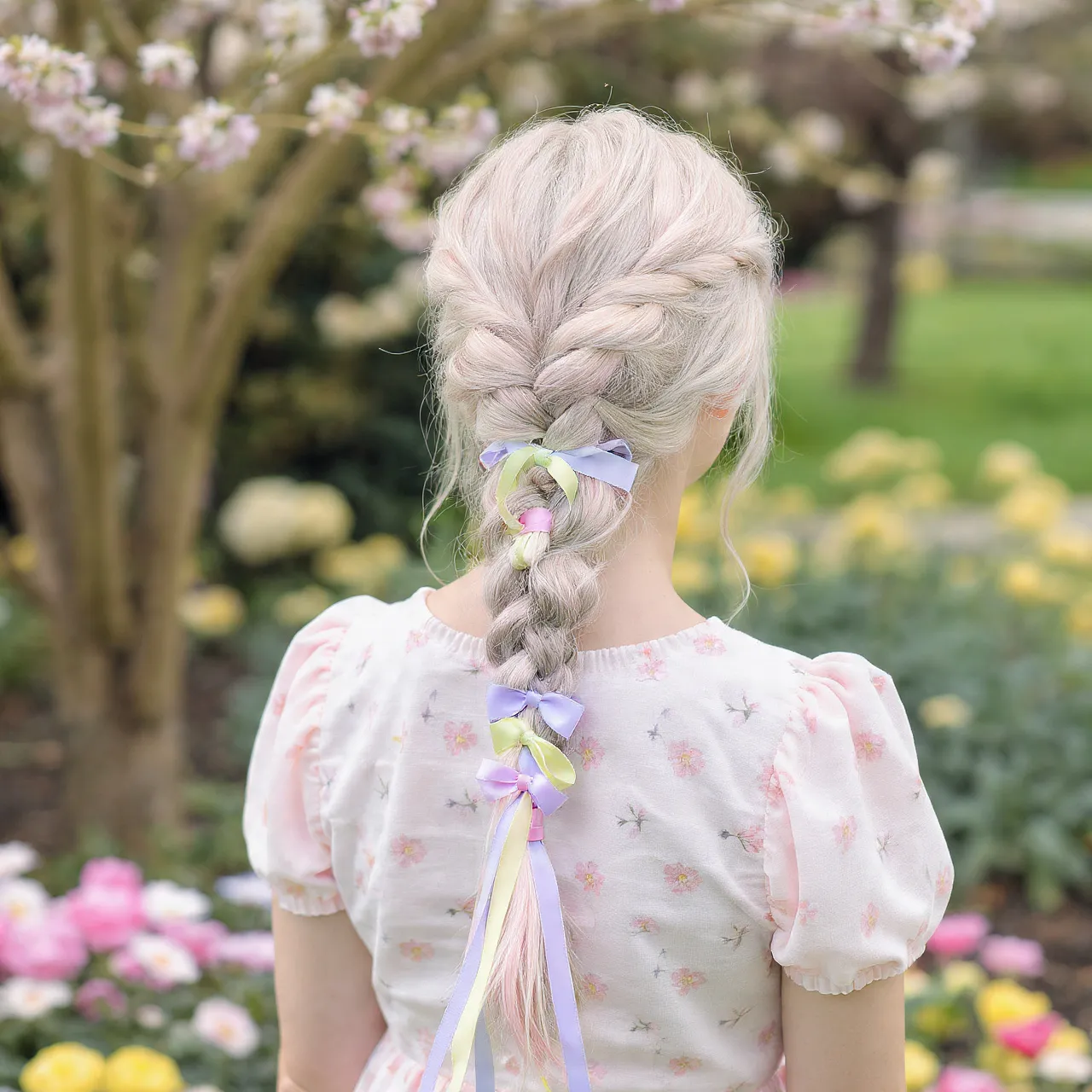 25 Cute Hairstyles for Easter Ideas to Brighten Your Spring Celebration 1 Pastel Ribbon Braided Ponytail Ideas