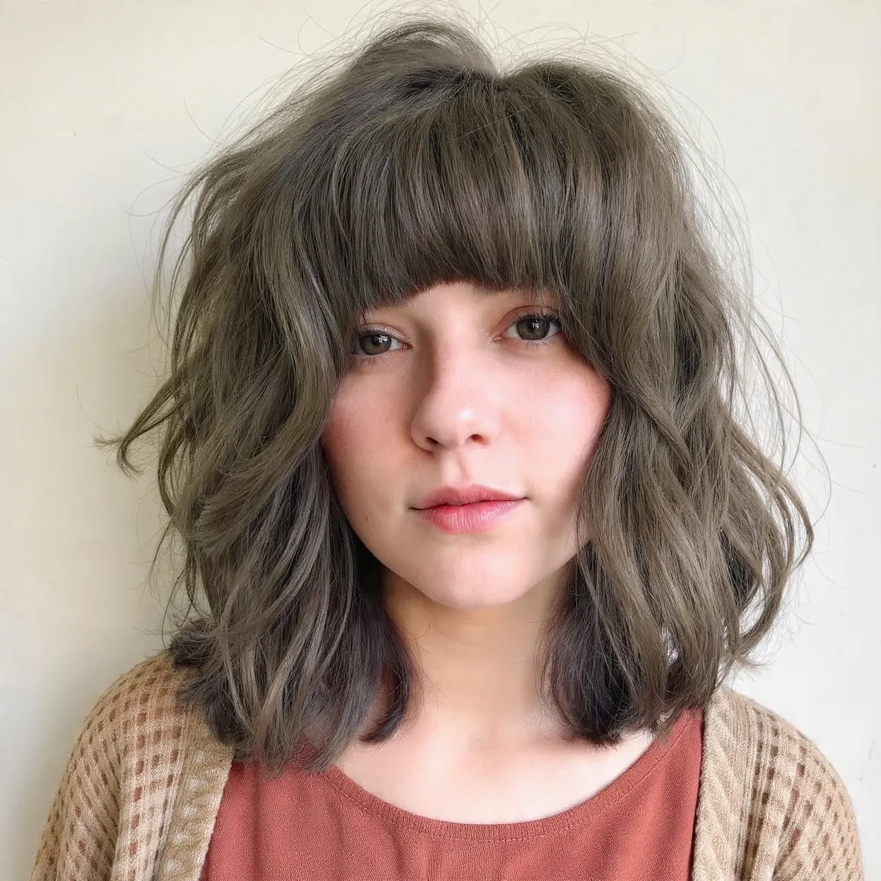 Shoulder-Length Shag with Curtain Bangs Ideas