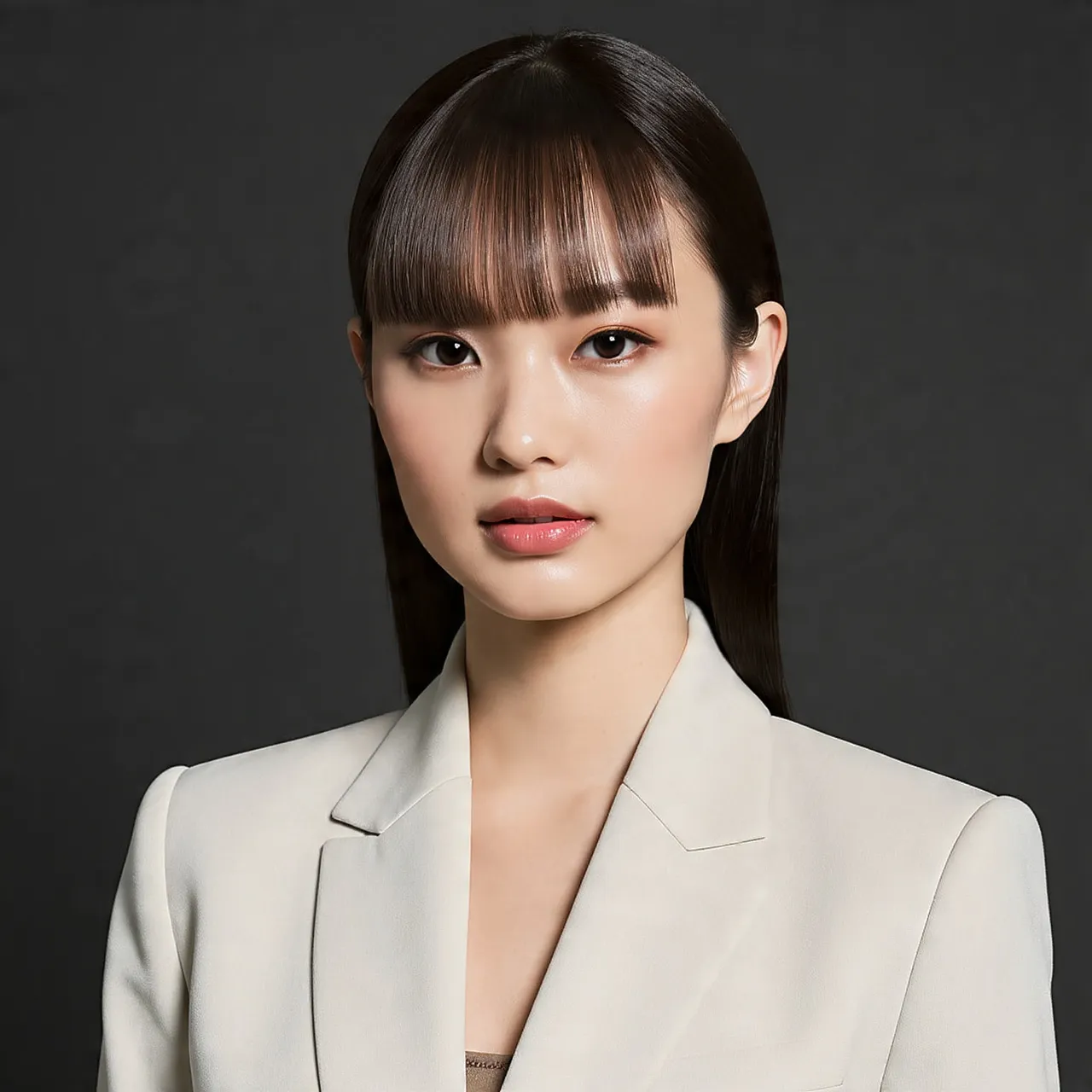 Sleek Straight Hair with Blunt Bangs Ideas