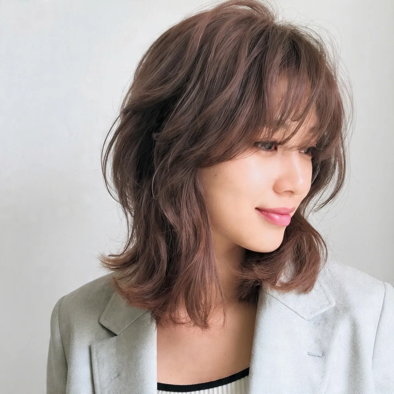 Textured Lob with Feathered Bangs Ideas