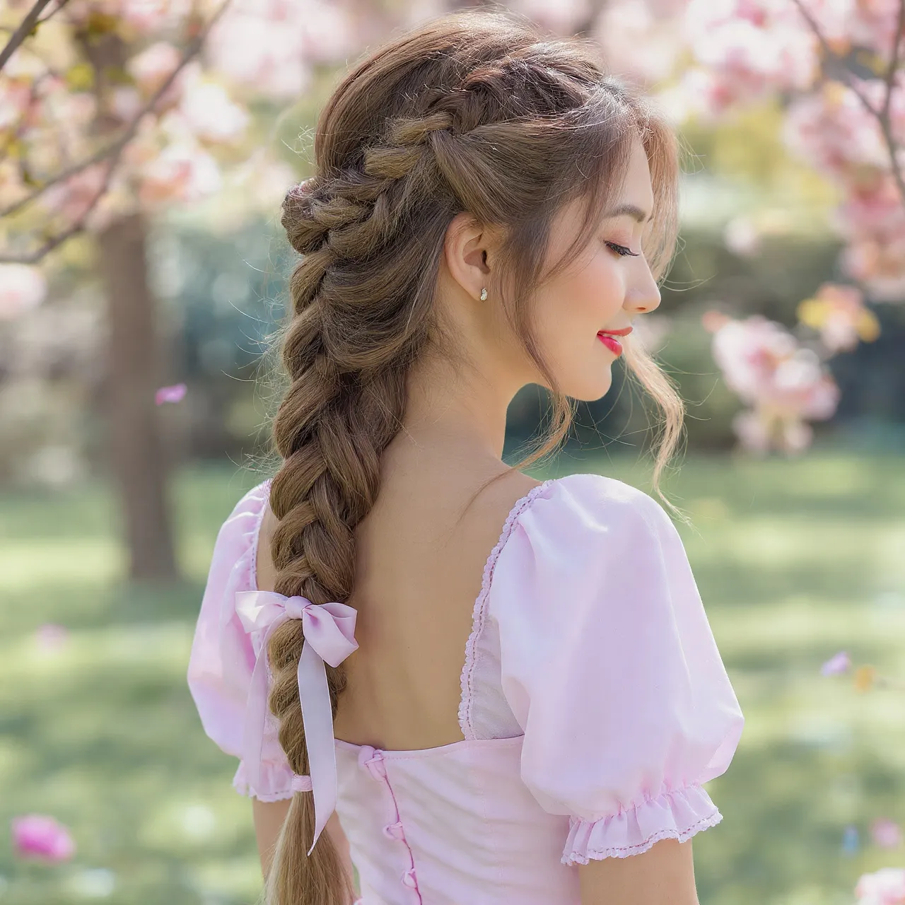 25 Cute Hairstyles for Easter Ideas to Brighten Your Spring Celebration 11 Waterfall Braid with Ribbon Ideas