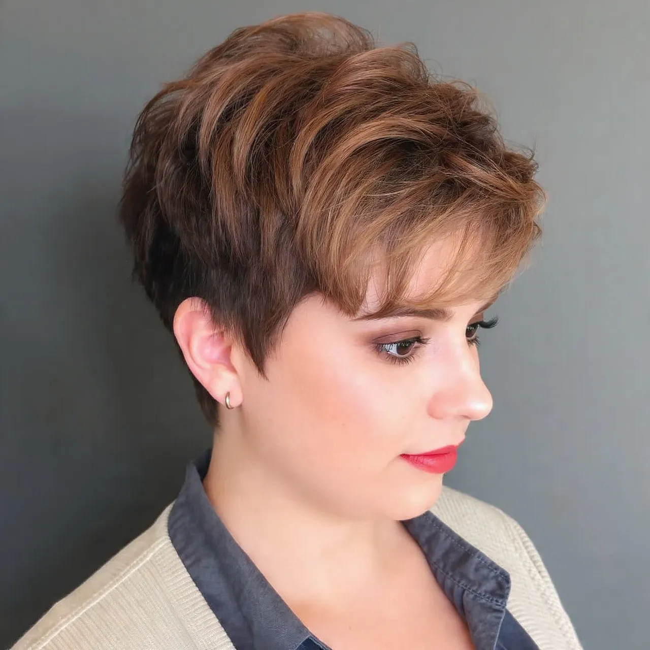 Layered Pixie Haircut Idea for Round Faces