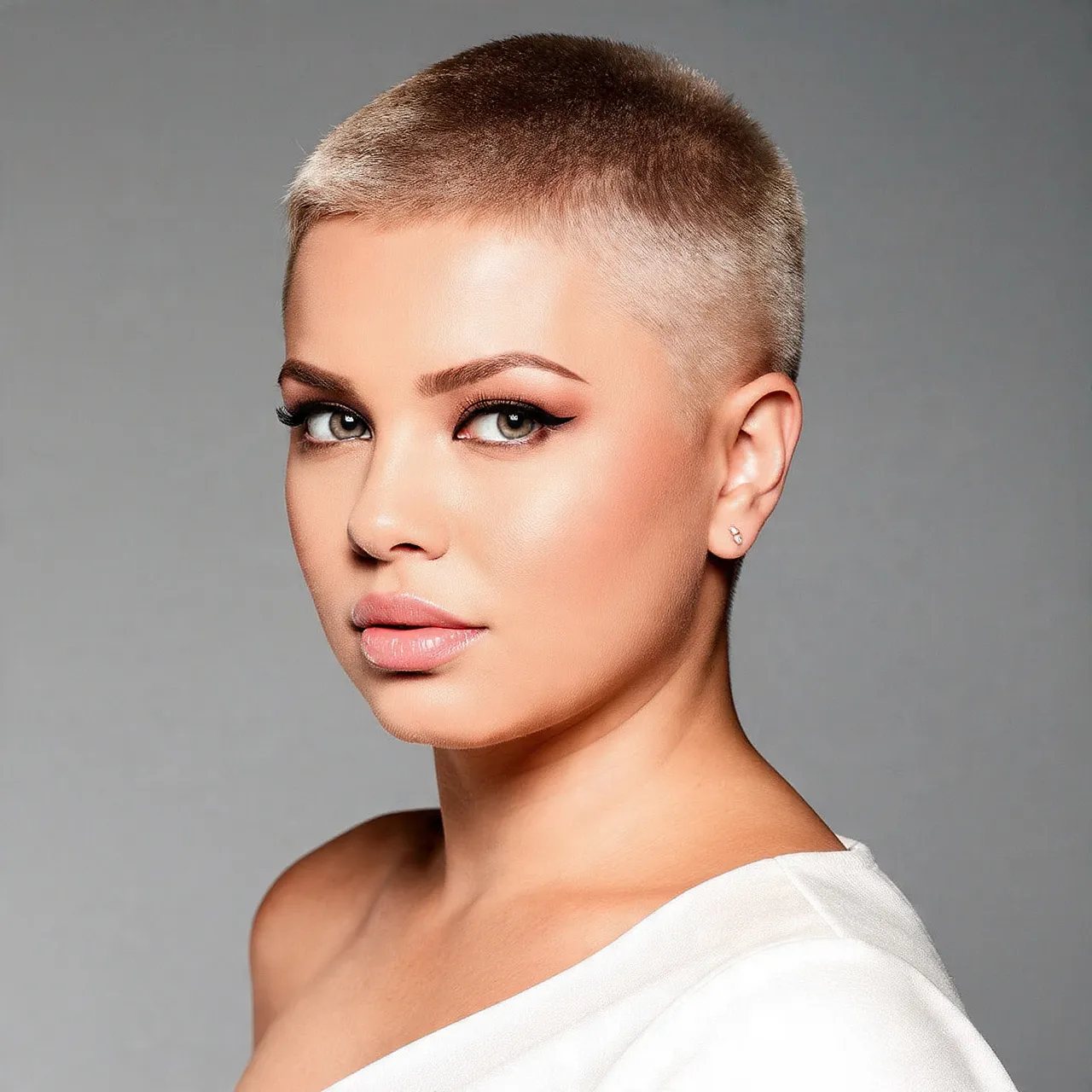 Short Tapered Pixie Haircut Idea for Round Faces