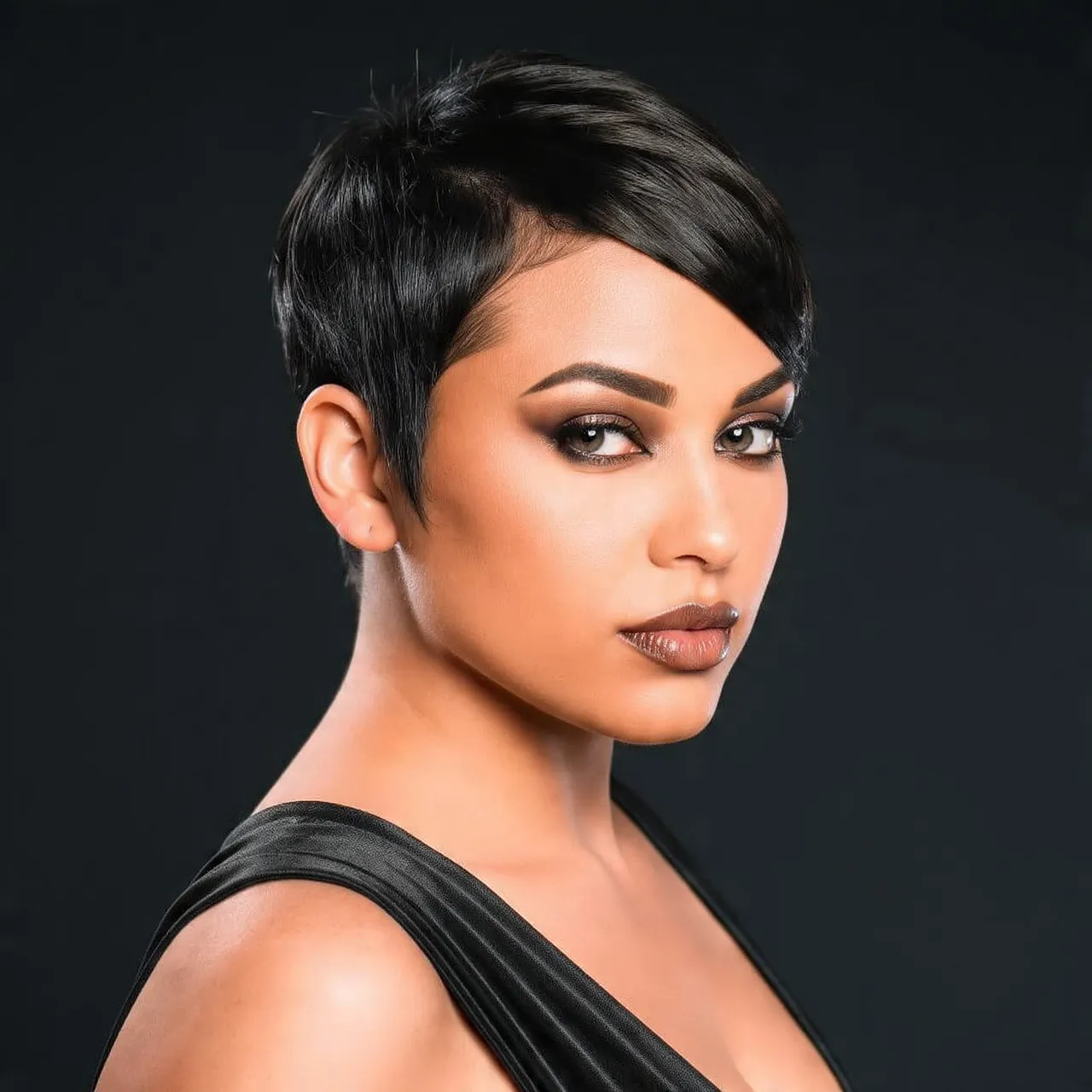 Sleek Pixie Haircut Idea for Round Faces