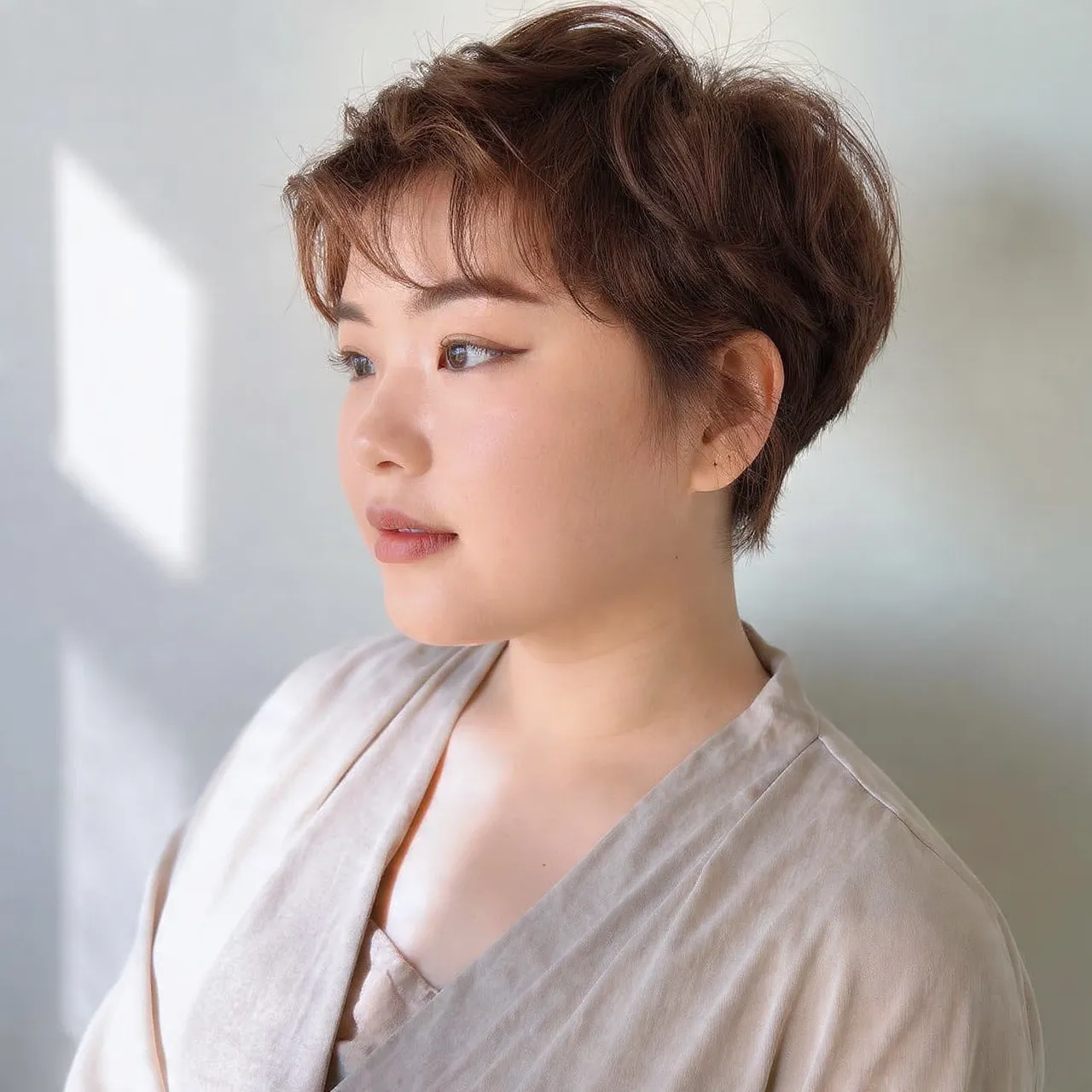 Soft Feminine Pixie Haircut Idea for Round Faces